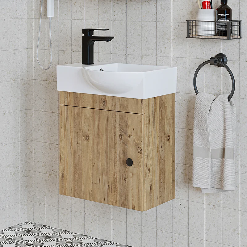 Roomart Badmöbel-Set PUNTO, 46 cm, schmales Gäste-WC-Set mit Spiegelschrank, in 4 Farben