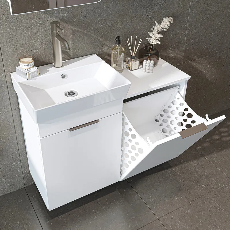 Roomart wastafelonderkast LYCIA, 49 cm, met wastafel en wasmand, in 4 kleuren