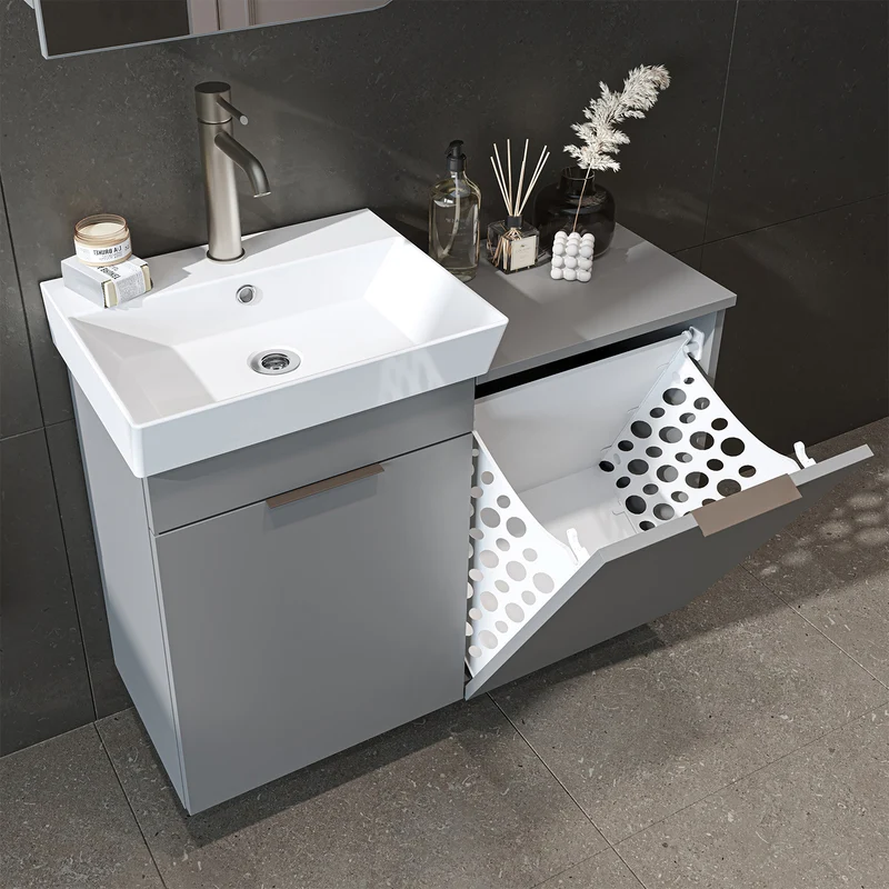 Roomart wastafelonderkast LYCIA, 49 cm, met wastafel en wasmand, in 4 kleuren
