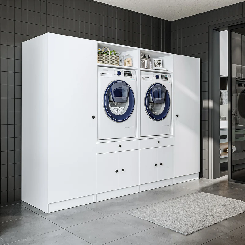 Roomart wasmachinekast SERIE 1 voor 2 machines met hoge kast, 194 cm, in 3 kleuren