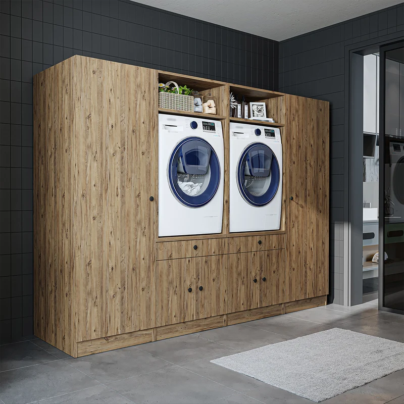 Roomart wasmachinekast SERIE 1 voor 2 machines met hoge kast, 194 cm, in 3 kleuren