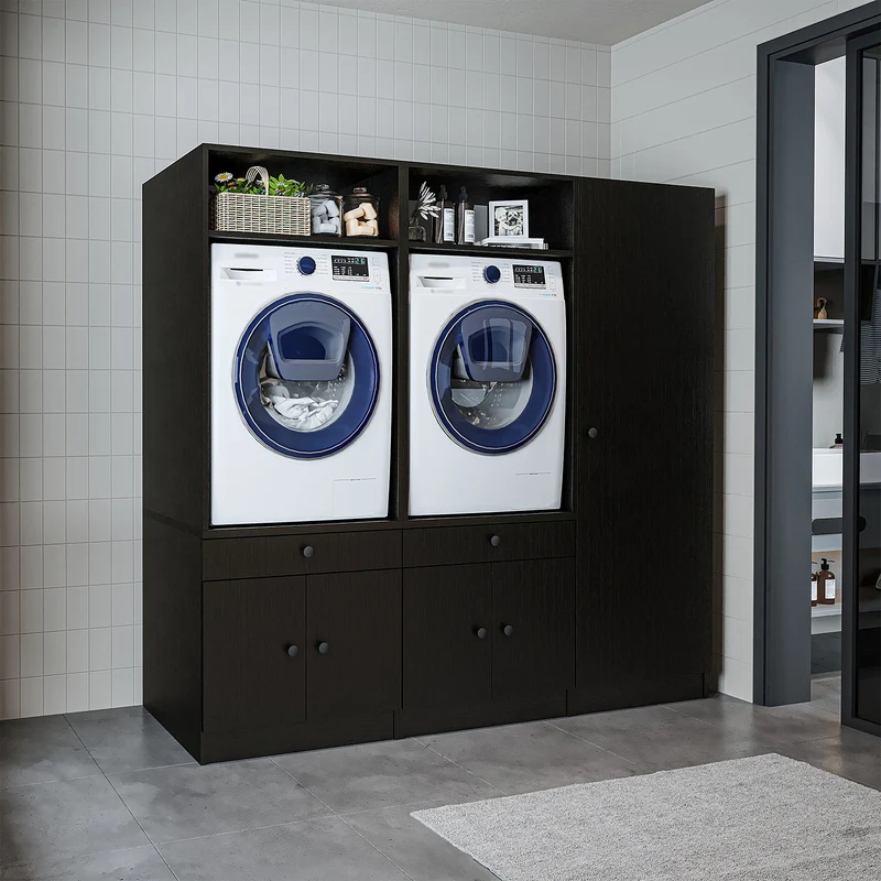 Roomart wasmachinekast SERIE 1 voor 2 machines met hoge kast, 194 cm, in 3 kleuren