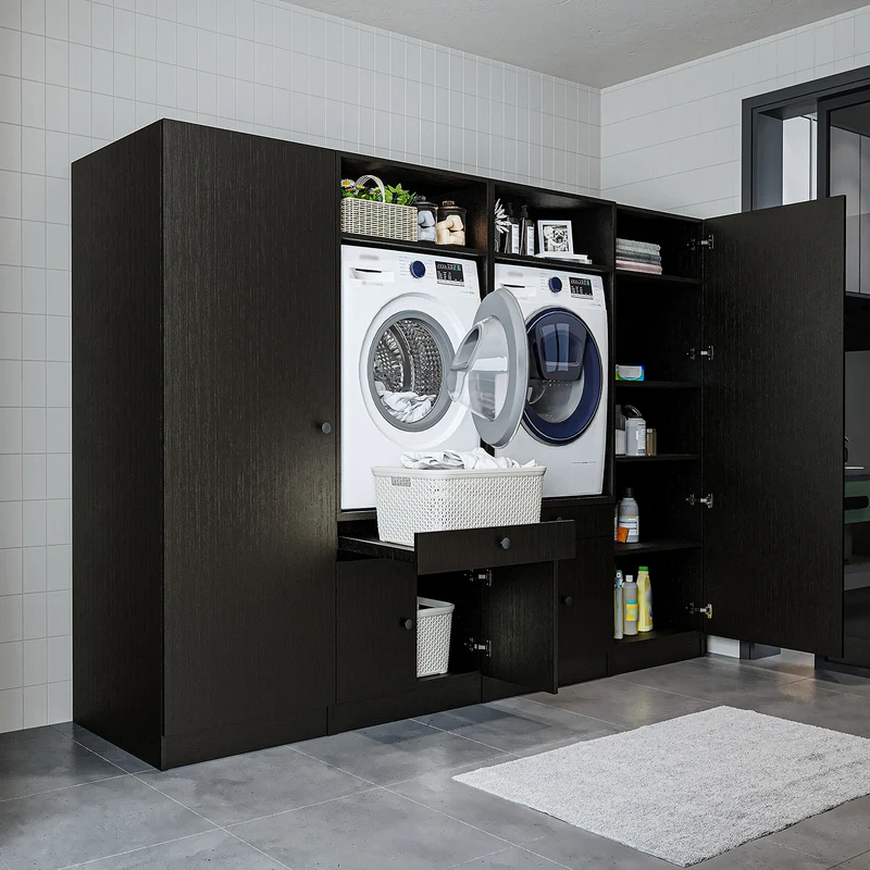 Roomart wasmachinekast SERIE 1 voor 2 machines met hoge kast, 194 cm, in 3 kleuren