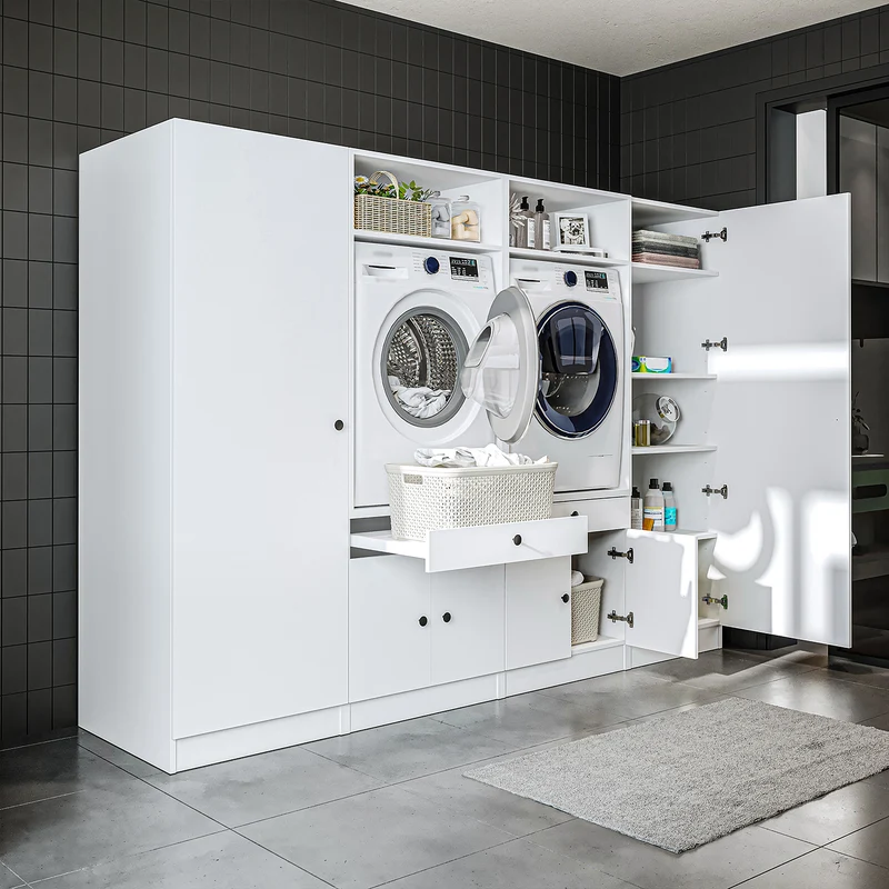 Roomart wasmachinekast SERIE 1 voor 2 machines met hoge kast, 194 cm, in 3 kleuren