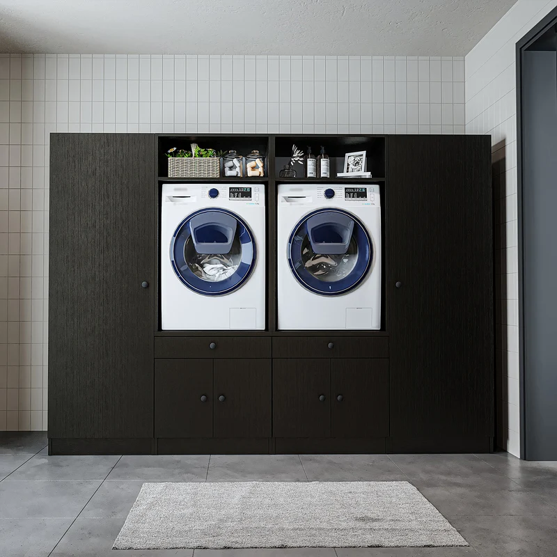 Roomart wasmachinekast SERIE 1 voor 2 machines met hoge kast, 194 cm, in 3 kleuren