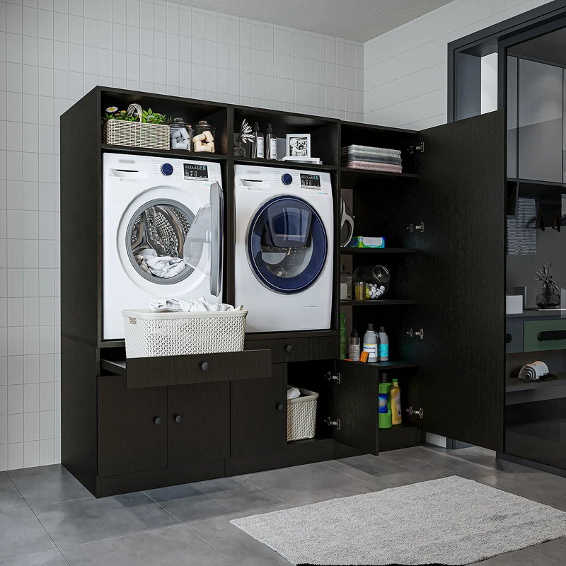 Roomart wasmachinekast SERIE 1 voor 2 machines met hoge kast, 194 cm, in 3 kleuren