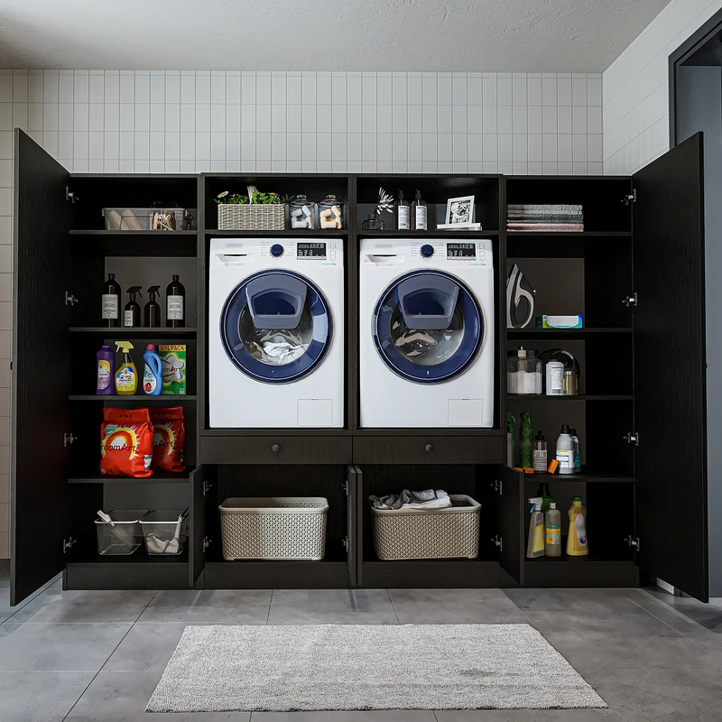 Roomart wasmachinekast SERIE 1 voor 2 machines met hoge kast, 194 cm, in 3 kleuren