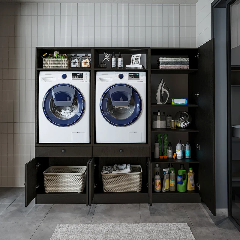 Roomart wasmachinekast SERIE 1 voor 2 machines met hoge kast, 194 cm, in 3 kleuren