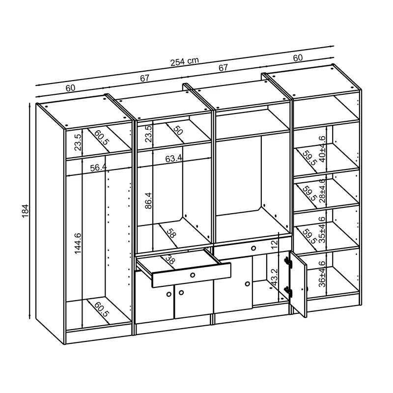 Roomart wasmachinekast SERIE 1 voor 2 machines met hoge kast, 194 cm, in 3 kleuren