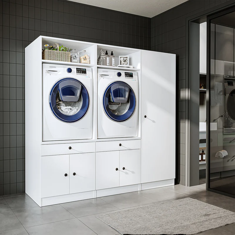 Roomart wasmachinekast SERIE 1 voor 2 machines met hoge kast, 194 cm, in 3 kleuren