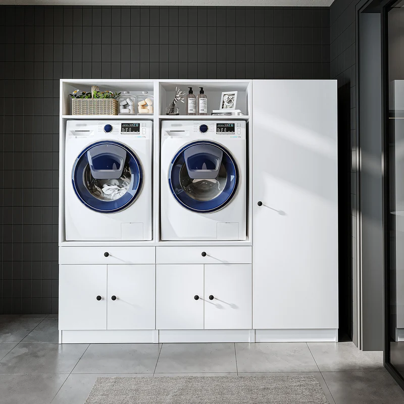 Roomart wasmachinekast SERIE 1 voor 2 machines met hoge kast, 194 cm, in 3 kleuren