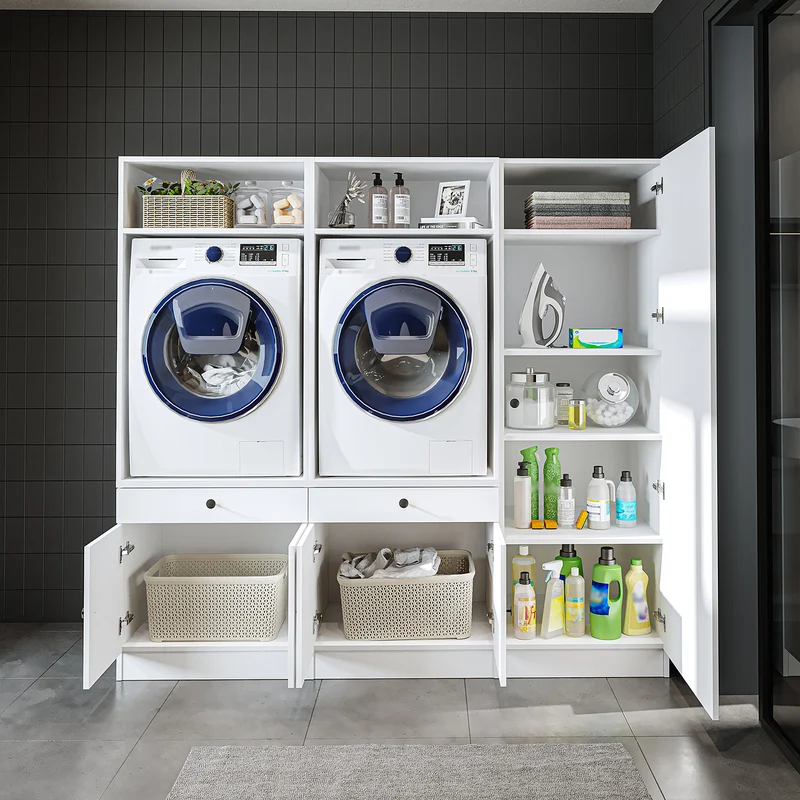 Roomart wasmachinekast SERIE 1 voor 2 machines met hoge kast, 194 cm, in 3 kleuren