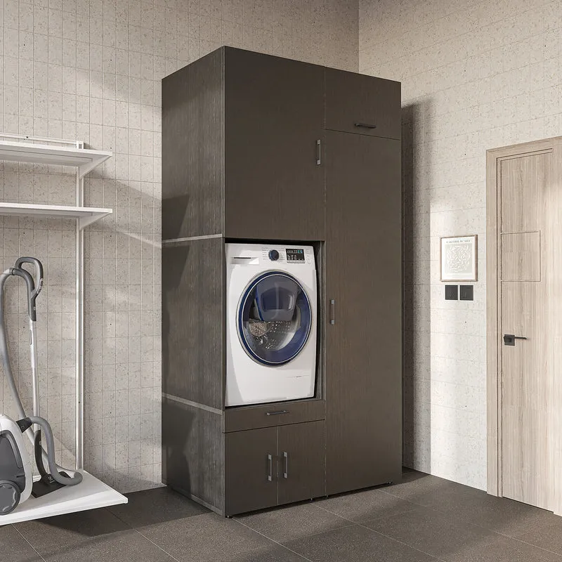 Roomart wasmachinekast 127 cm met hoge kast, 240 cm hoog, uittrekbaar werkblad, in 3 kleuren