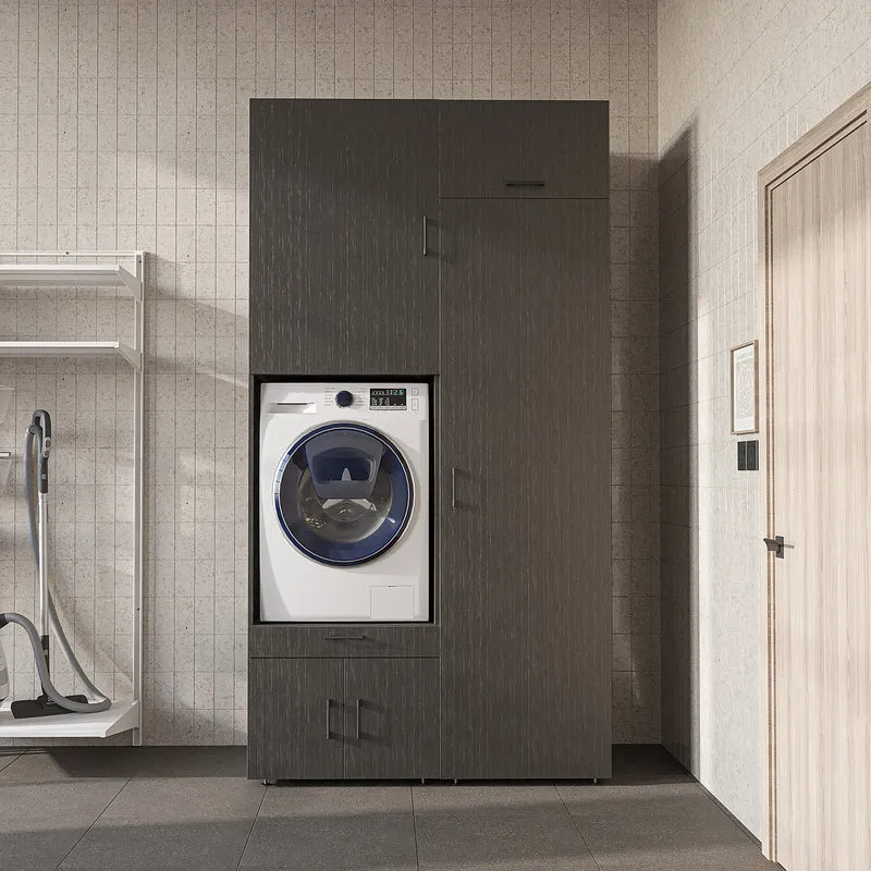 Roomart wasmachinekast 127 cm met hoge kast, 240 cm hoog, uittrekbaar werkblad, in 3 kleuren