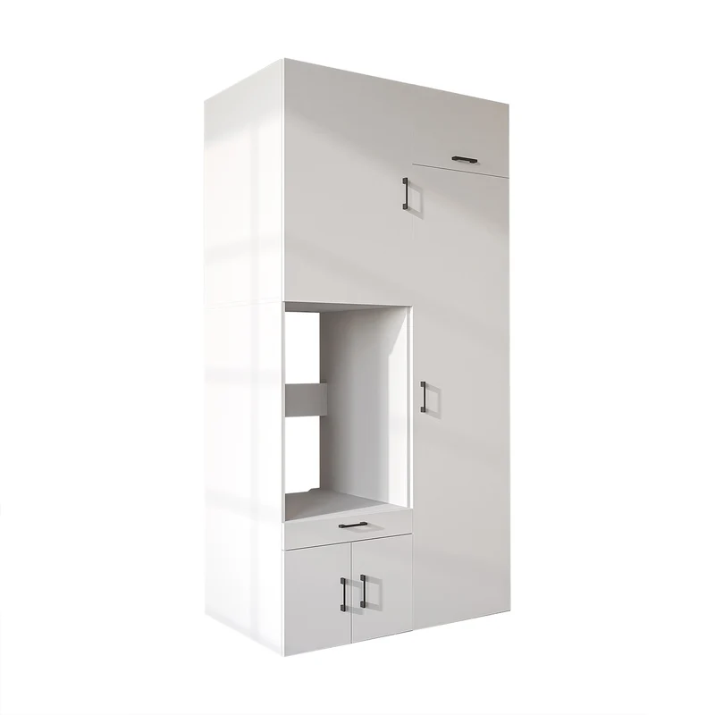 Roomart wasmachinekast 127 cm met hoge kast, 240 cm hoog, uittrekbaar werkblad, in 3 kleuren