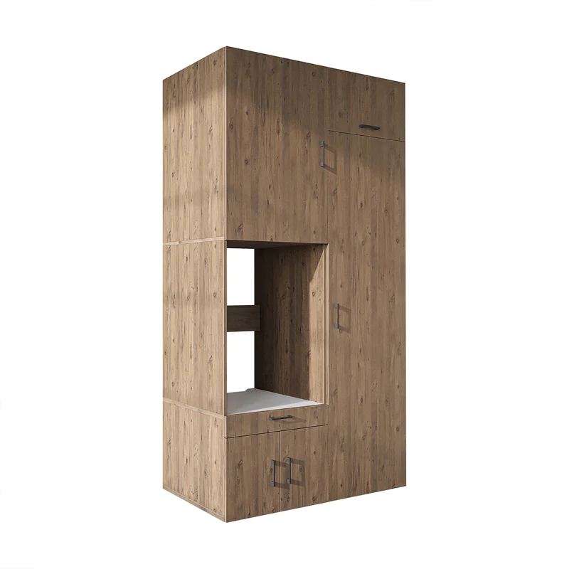 Roomart wasmachinekast 127 cm met hoge kast, 240 cm hoog, uittrekbaar werkblad, in 3 kleuren