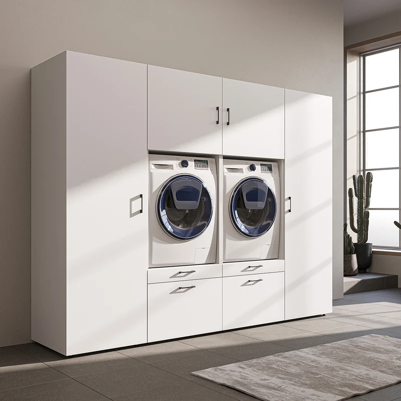 Roomart wandmeubel SERIE II, 254 cm, voor 2 apparaten met 2 hoge kasten, in 3 kleuren