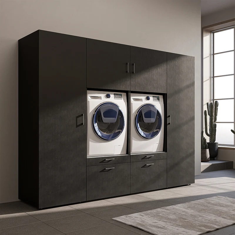 Roomart wandmeubel SERIE II, 254 cm, voor 2 apparaten met 2 hoge kasten, in 3 kleuren