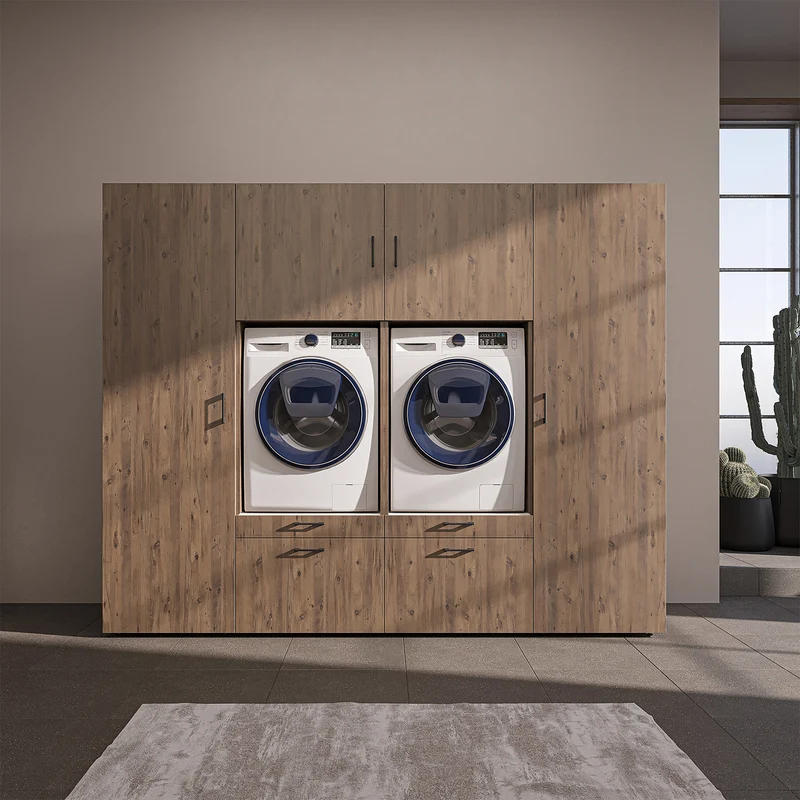 Roomart wandmeubel SERIE II, 254 cm, voor 2 apparaten met 2 hoge kasten, in 3 kleuren
