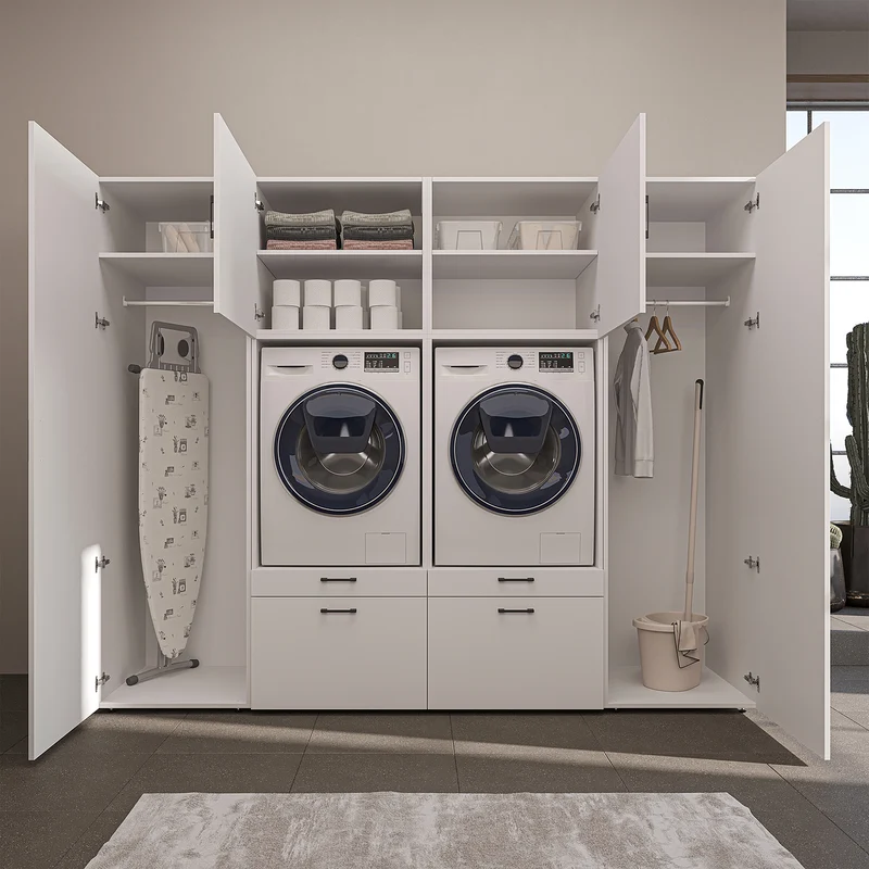 Roomart wandmeubel SERIE II, 254 cm, voor 2 apparaten met 2 hoge kasten, in 3 kleuren
