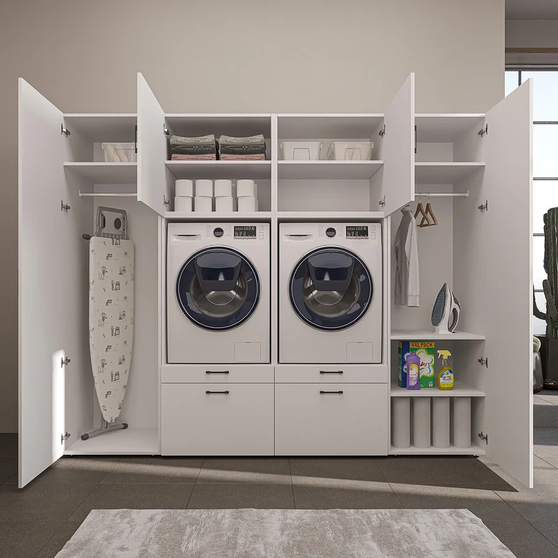 Roomart wandmeubel SERIE II, 254 cm, voor 2 apparaten met 2 hoge kasten, in 3 kleuren