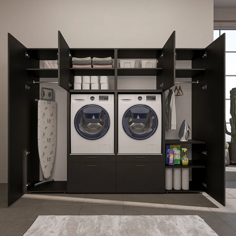 Roomart wandmeubel SERIE II, 254 cm, voor 2 apparaten met 2 hoge kasten, in 3 kleuren