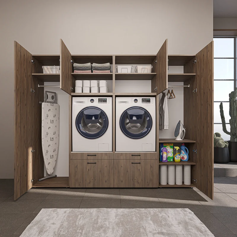 Roomart wandmeubel SERIE II, 254 cm, voor 2 apparaten met 2 hoge kasten, in 3 kleuren