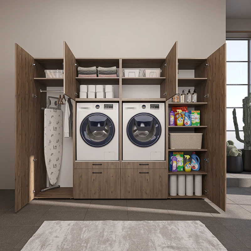 Roomart wandmeubel SERIE II, 254 cm, voor 2 apparaten met 2 hoge kasten, in 3 kleuren