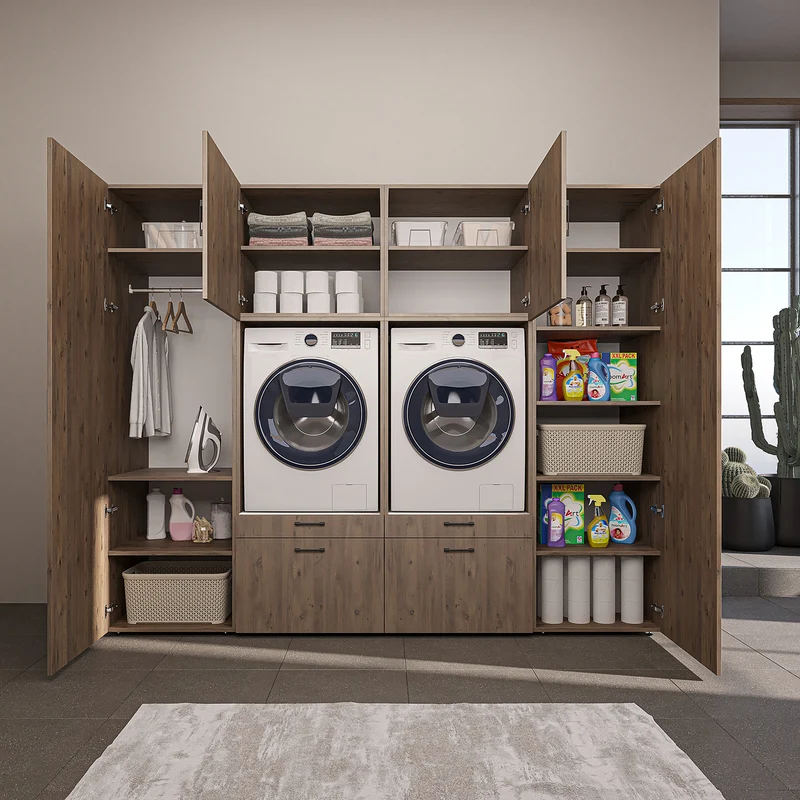 Roomart wandmeubel SERIE II, 254 cm, voor 2 apparaten met 2 hoge kasten, in 3 kleuren