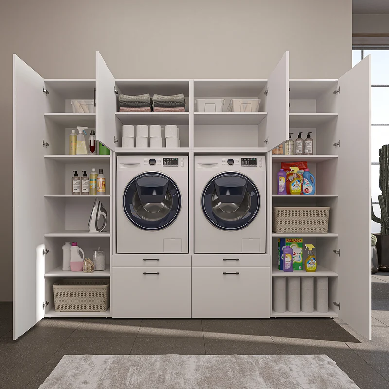 Roomart wandmeubel SERIE II, 254 cm, voor 2 apparaten met 2 hoge kasten, in 3 kleuren