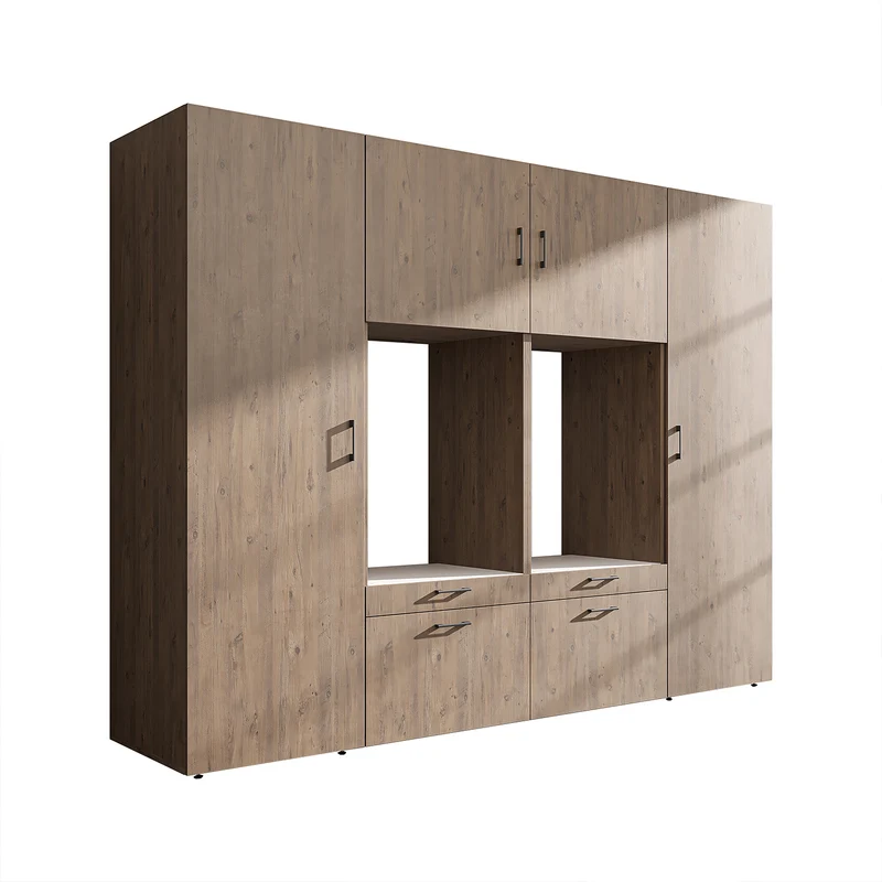 Roomart wandmeubel SERIE II, 254 cm, voor 2 apparaten met 2 hoge kasten, in 3 kleuren