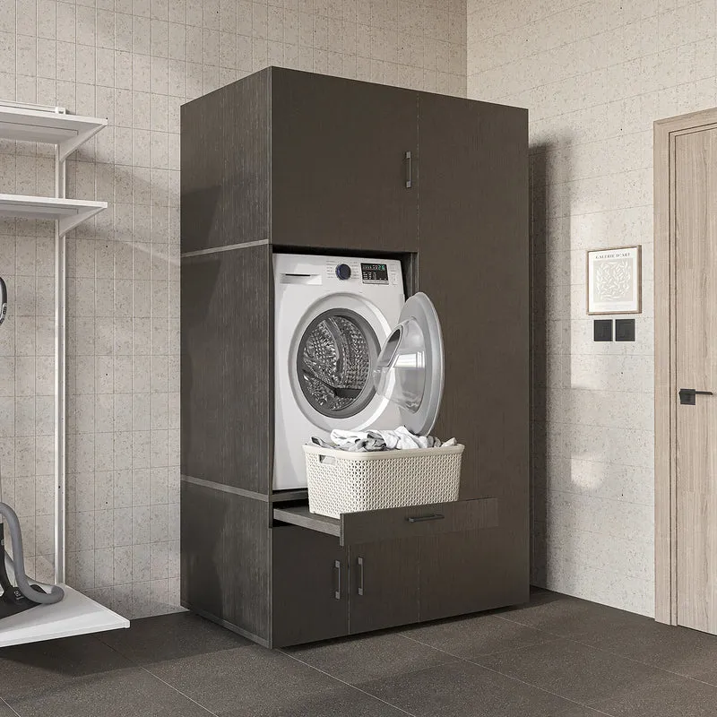 Roomart wasmachinekast 127 cm met hoge kast, 236 cm hoog, uitschuifbaar blad, in 3 kleuren