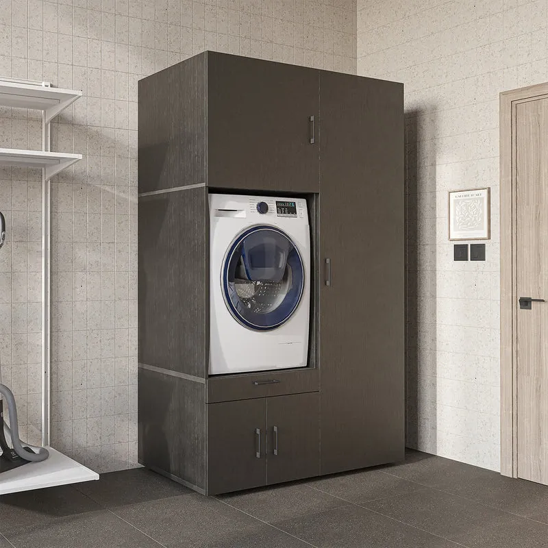 Roomart wasmachinekast 127 cm met hoge kast, 236 cm hoog, uitschuifbaar blad, in 3 kleuren