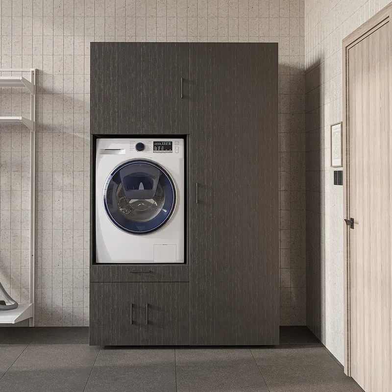 Roomart wasmachinekast 127 cm met hoge kast, 236 cm hoog, uitschuifbaar blad, in 3 kleuren