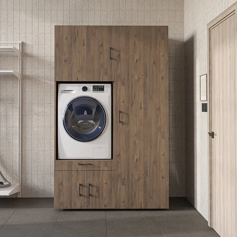 Roomart wasmachinekast 127 cm met hoge kast, 236 cm hoog, uitschuifbaar blad, in 3 kleuren