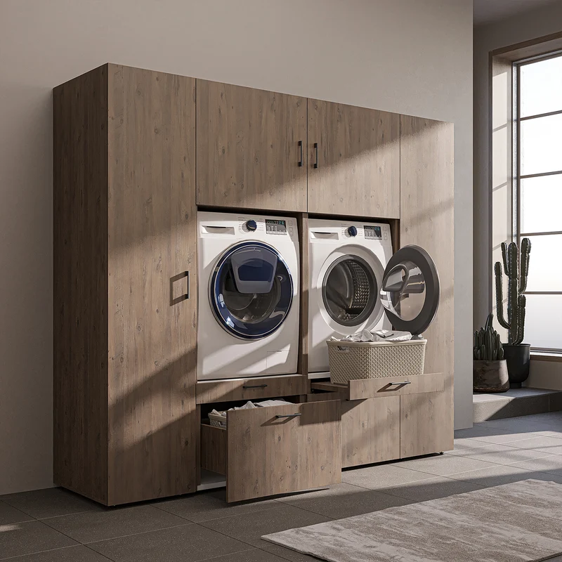 Roomart wandmeubel SERIE 2, 224 cm, voor 2 apparaten met 2 hoge kasten, in 3 kleuren