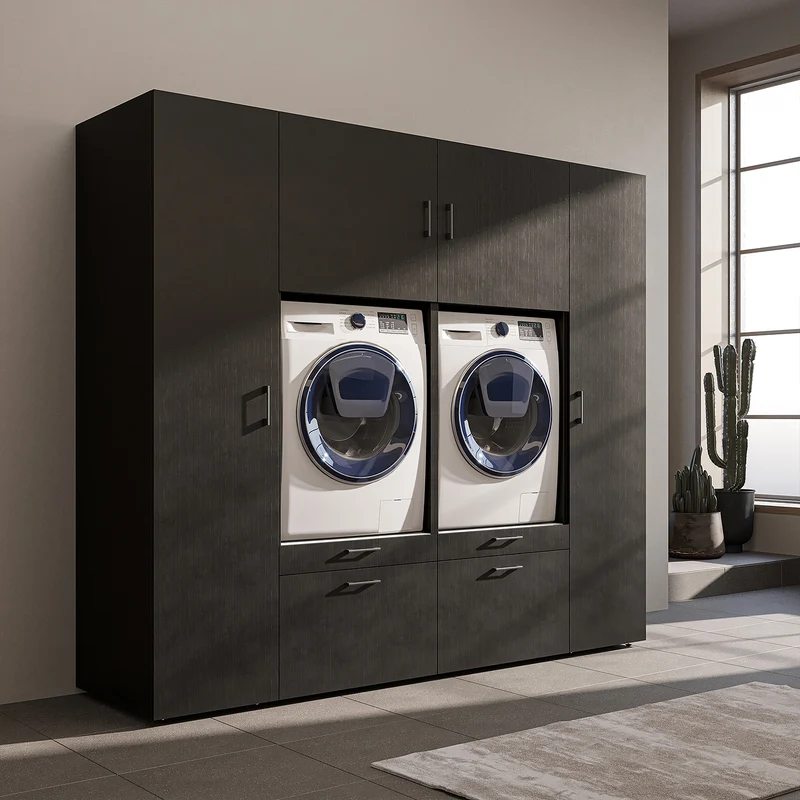 Roomart wandmeubel SERIE 2, 224 cm, voor 2 apparaten met 2 hoge kasten, in 3 kleuren