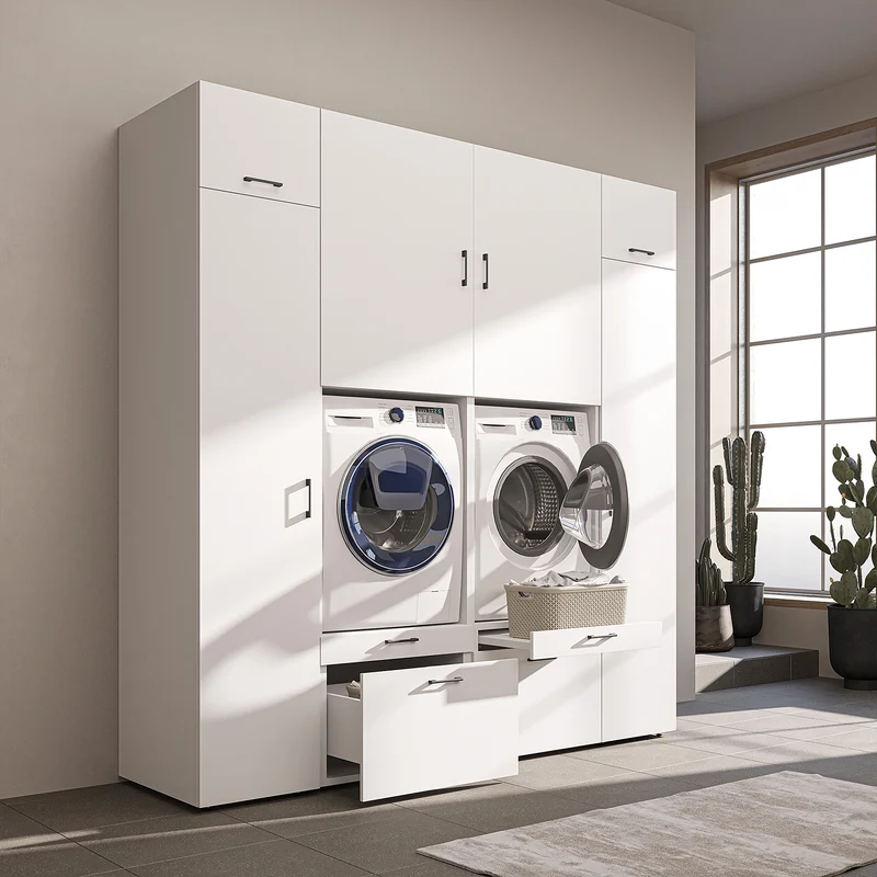 Roomart wandmeubel SERIE 2, 224 cm, voor 2 apparaten met 2 hoge kasten, in 3 kleuren