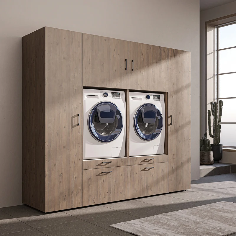 Roomart wandmeubel SERIE 2, 224 cm, voor 2 apparaten met 2 hoge kasten, in 3 kleuren