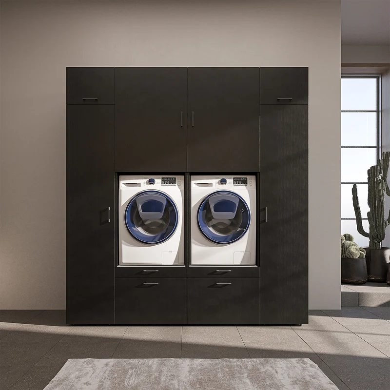 Roomart wandmeubel SERIE 2, 224 cm, voor 2 apparaten met 2 hoge kasten, in 3 kleuren