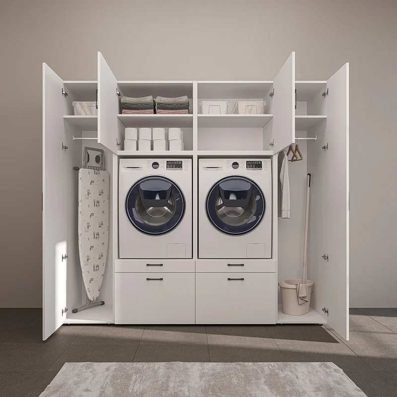 Roomart wandmeubel SERIE 2, 224 cm, voor 2 apparaten met 2 hoge kasten, in 3 kleuren