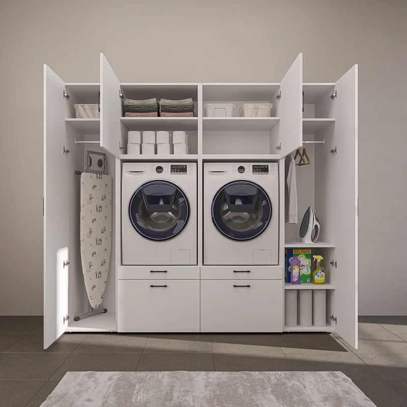 Roomart wandmeubel SERIE 2, 224 cm, voor 2 apparaten met 2 hoge kasten, in 3 kleuren