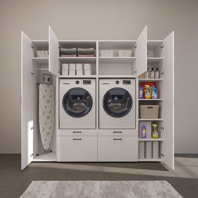 Roomart wandmeubel SERIE 2, 224 cm, voor 2 apparaten met 2 hoge kasten, in 3 kleuren