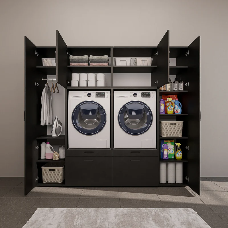 Roomart wandmeubel SERIE 2, 224 cm, voor 2 apparaten met 2 hoge kasten, in 3 kleuren