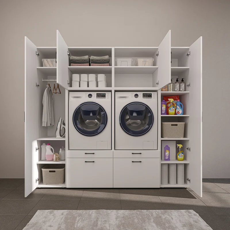 Roomart wandmeubel SERIE 2, 224 cm, voor 2 apparaten met 2 hoge kasten, in 3 kleuren