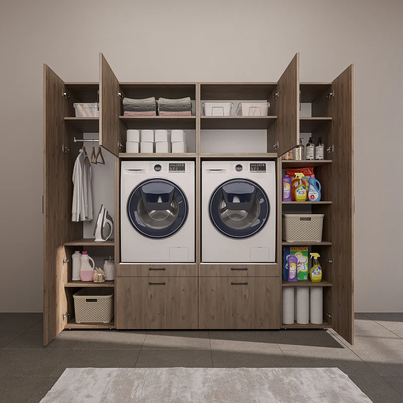 Roomart wandmeubel SERIE 2, 224 cm, voor 2 apparaten met 2 hoge kasten, in 3 kleuren