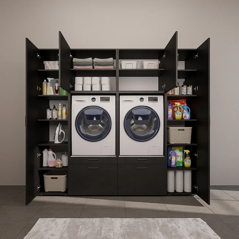 Roomart wandmeubel SERIE 2, 224 cm, voor 2 apparaten met 2 hoge kasten, in 3 kleuren