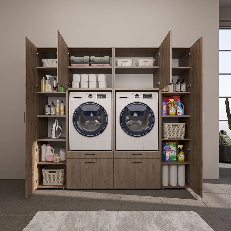 Roomart wandmeubel SERIE 2, 224 cm, voor 2 apparaten met 2 hoge kasten, in 3 kleuren