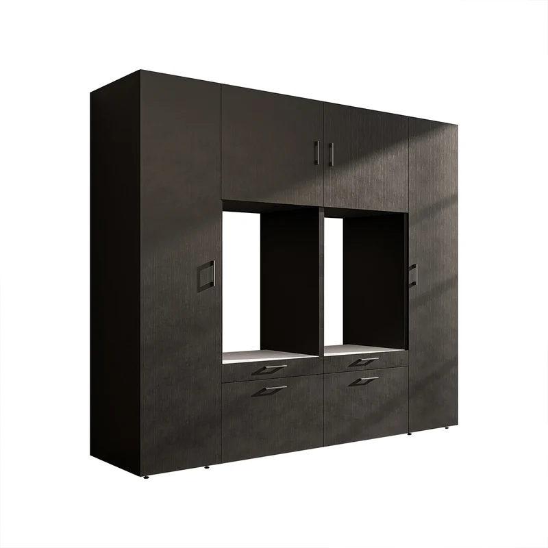Roomart wandmeubel SERIE 2, 224 cm, voor 2 apparaten met 2 hoge kasten, in 3 kleuren