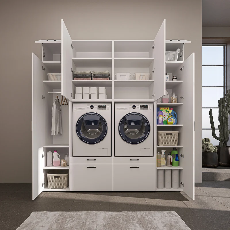 Roomart wandmeubel SERIE 2, 224 cm, voor 2 apparaten met 2 hoge kasten, in 3 kleuren